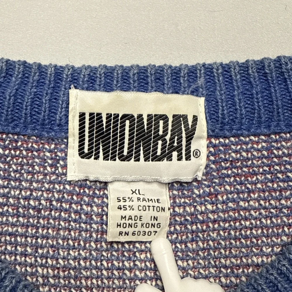 Vintage Union Bay Colorful Artsy Geometric Chunky Grandpa‎ Sweater Size XL